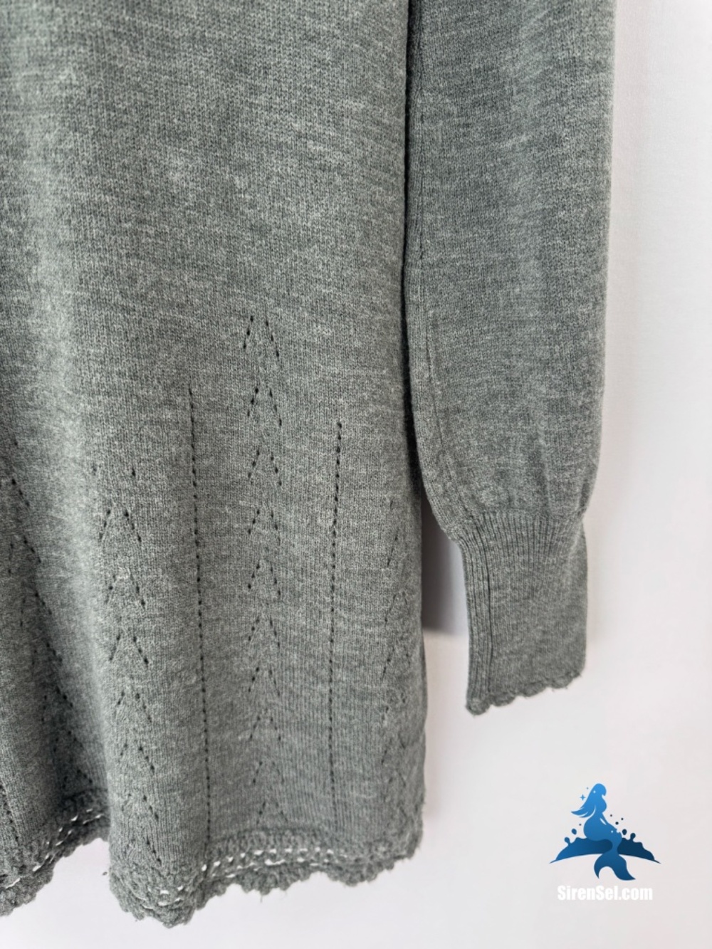 1314 FREE PEOPLE Embroidered Knit Tunic Sweater Tassel – XS – Gray - Picture 13 of 15